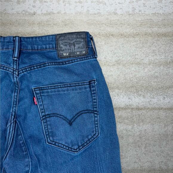 Levis Jeans 511 32x32 Slim Fit Slate Blue Wash Denim Red Tab Reflective Selvedge - Picture 3 of 5